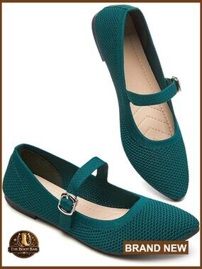 Mesh Ballet Flats with Buckle Strap, Foldable Dress Shoes, Memory Foam